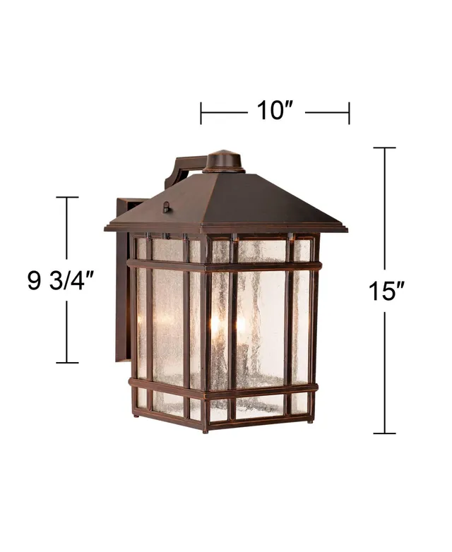 Kathy Ireland Sierra Craftsman Art Deco Outdoor Wall Light Fixture Rubbed  Bronze Brown Steel 11 Frosted Seeded Glass Panels for Exterior House Porch  Patio Outside