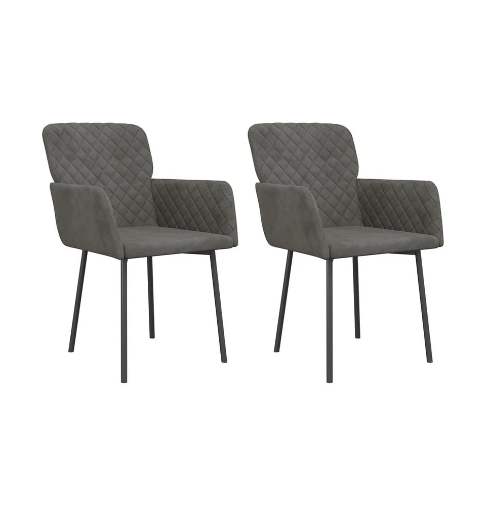 vidaXL Dining Chairs 2 pcs Dark Gray Velvet