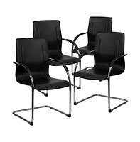 4 Pack Vinyl Side Reception Chair With Chrome Sled Base