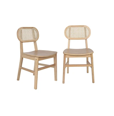 Analise Set Of 2 Cane Rattan Dining Chairs With Solid Wood Frames