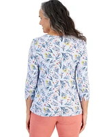 Style & Co Petite Boat-Neck 3/4-Sleeve Top, Created for Macy's