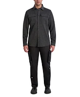 Karl Lagerfeld Paris Men's Stripe Double Pockets Shirt Jacket