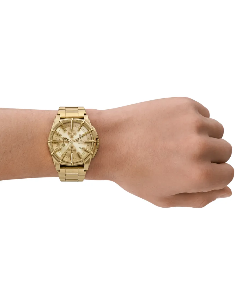 Diesel Men's Framed Chronograph Gold-Tone Stainless Steel Watch 44mm