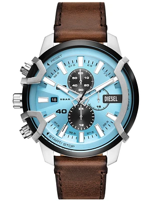 Diesel Men's Griffed Chronograph Brown Leather Watch 48mm
