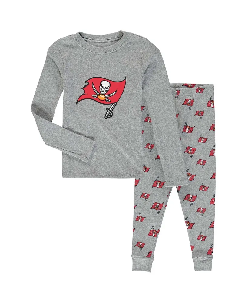 Big Boys Heathered Gray Tampa Bay Buccaneers Long Sleeve T-shirt and Pants Sleep Set