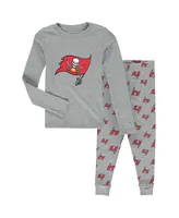 Big Boys Heathered Gray Tampa Bay Buccaneers Long Sleeve T-shirt and Pants Sleep Set