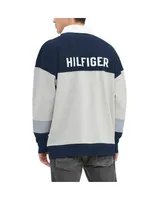 Men's Tommy Hilfiger Heather Gray, Navy Dallas Cowboys Connor Oversized Rugby Long Sleeve Polo Shirt