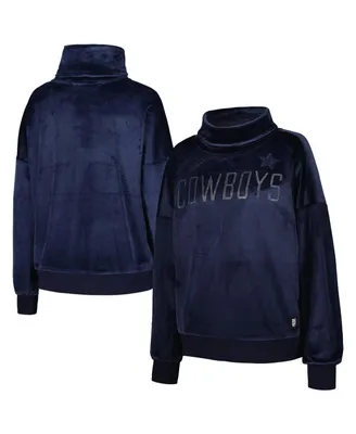Women's Dkny Sport Navy Dallas Cowboys Deliliah Rhinestone Funnel Neck Pullover Sweatshirt