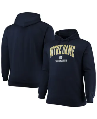 Men's Champion Navy Notre Dame Fighting Irish Big and Tall Arch Over Logo Powerblend Pullover Hoodie