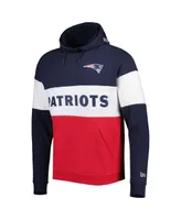 Men's New Era Red England Patriots Colorblock Current Pullover Hoodie