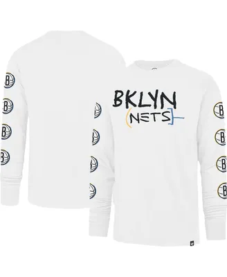 Men's '47 Brand White Brooklyn Nets City Edition Downtown Franklin Long Sleeve T-shirt