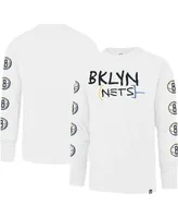 Men's '47 Brand White Brooklyn Nets City Edition Downtown Franklin Long Sleeve T-shirt