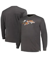 Men's Profile Heather Charcoal Distressed Cincinnati Bengals Big and Tall Throwback Long Sleeve T-shirt