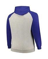 Men's Profile Heather Gray, Royal Distressed New York Giants Big and Tall Favorite Arch Throwback Raglan Pullover Hoodie