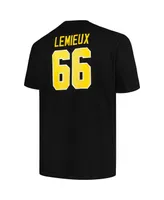 Men's Profile Mario Lemieux Black Pittsburgh Penguins Big and Tall Captain Patch Name Number T-shirt