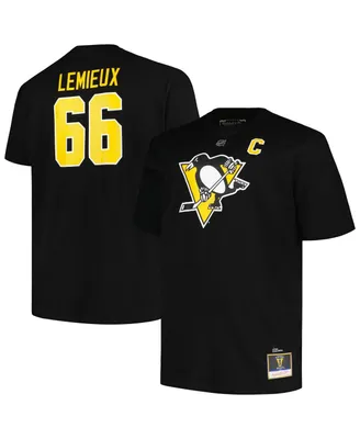 Men's Profile Mario Lemieux Black Pittsburgh Penguins Big and Tall Captain Patch Name Number T-shirt