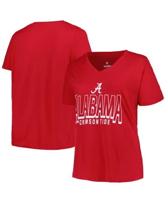 Women's Fanatics Crimson Alabama Tide Plus Sideline Route V-Neck T-shirt