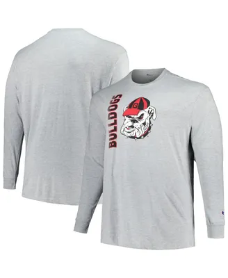 Men's Champion Heather Gray Georgia Bulldogs Big and Tall Mascot Long Sleeve T-shirt