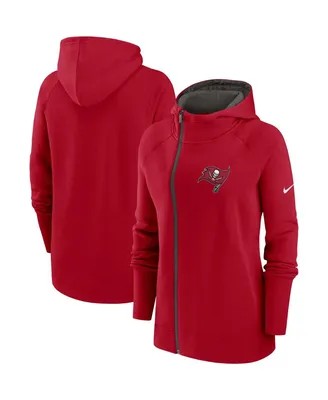 Women's Nike Red Tampa Bay Buccaneers Asymmetrical Raglan Full-Zip Hoodie