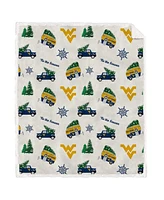 Pegasus Home Fashions West Virginia Mountaineers Holiday Truck Repeat 50" x 60" Sherpa Flannel Fleece Blanket