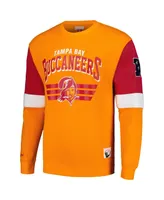 Men's Mitchell & Ness Orange Tampa Bay Buccaneers Gridiron Classics Allover 3.0 Pullover Sweatshirt