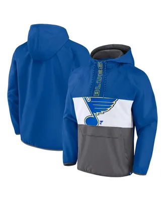 Men's Fanatics Blue St. Louis Blues Flagrant Foul Anorak Raglan Half-Zip Hoodie Jacket