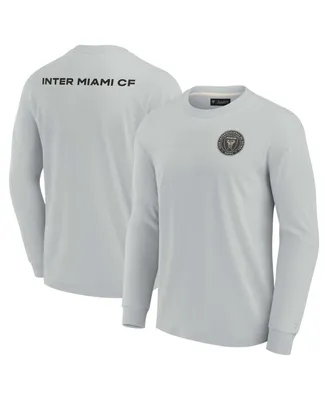 Men's and Women's Fanatics Signature Gray Inter Miami Cf Super Soft Long Sleeve T-shirt