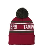 Youth Boys and Girls Red Tampa Bay Buccaneers Jacquard Cuffed Knit Hat with Pom