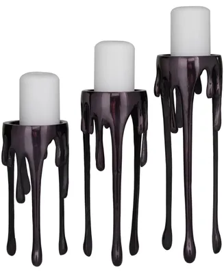 CosmoLiving Aluminum Pillar Candle Holder with Dripping Melting Designed Legs Set of 3 - 12", 10", 8" H