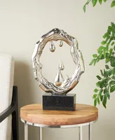 Rosemary Lane Aluminum Abstract Metallic Melting Drip Collection Sculpture with Marble Base