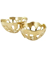 Rosemary Lane Aluminum Drip Decorative Bowl with Open Frame Design, Set of 2 - 13", 11" H