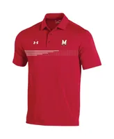 Men's Under Armour Red Maryland Terrapins Tee To Green Stripe Polo Shirt