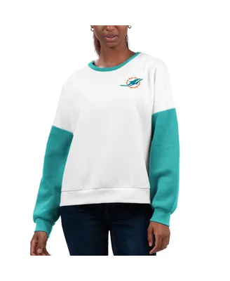 Women's G-iii 4Her by Carl Banks White Miami Dolphins A-Game Pullover Sweatshirt