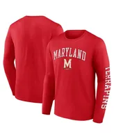 Men's Fanatics Red Maryland Terrapins Distressed Arch Over Logo Long Sleeve T-shirt