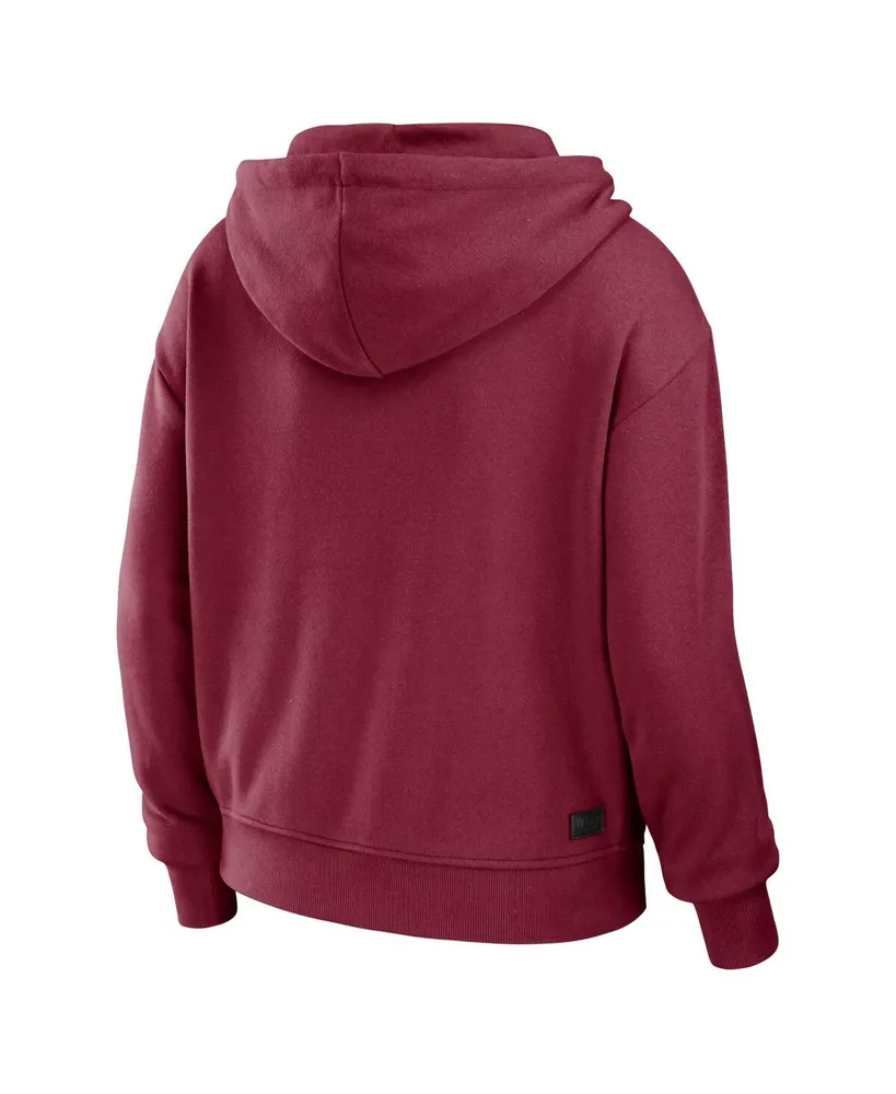 Women's Wear by Erin Andrews Burgundy, White Washington Commanders Color Block Light Weight Modest Crop Full-Zip Hoodie