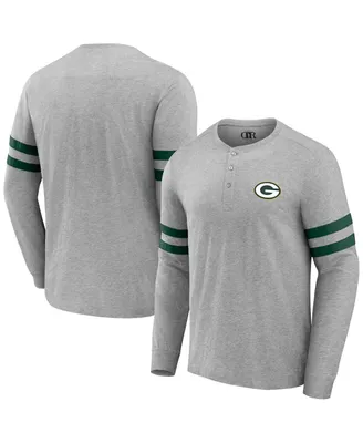 Men's Nfl x Darius Rucker Collection by Fanatics Heather Gray Green Bay Packers Henley Long Sleeve T-shirt