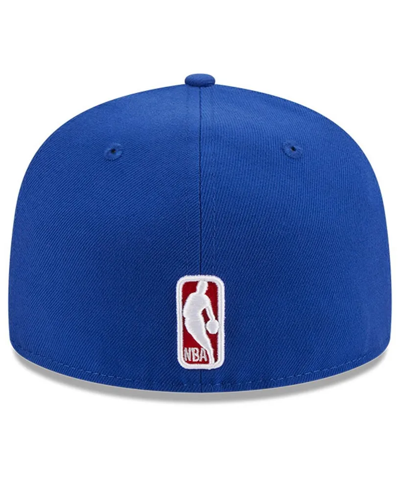 Men's New Era Royal Philadelphia 76ers Chain stitch Logo Pin 59FIFTY Fitted Hat