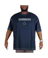 Men's New Era Navy Dallas Cowboys Third Down Big and Tall Puff Print T-shirt