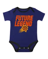 Infant Boys and Girls Purple, Black, Gray Phoenix Suns Bank Shot Bodysuit, Hoodie T-shirt Shorts Set