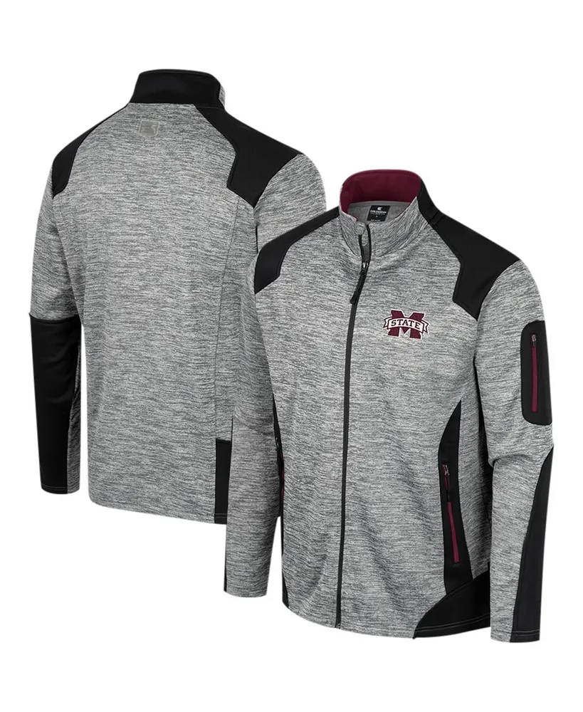 Men's Colosseum Gray Mississippi State Bulldogs Silberman Color Block Full-Zip Jacket