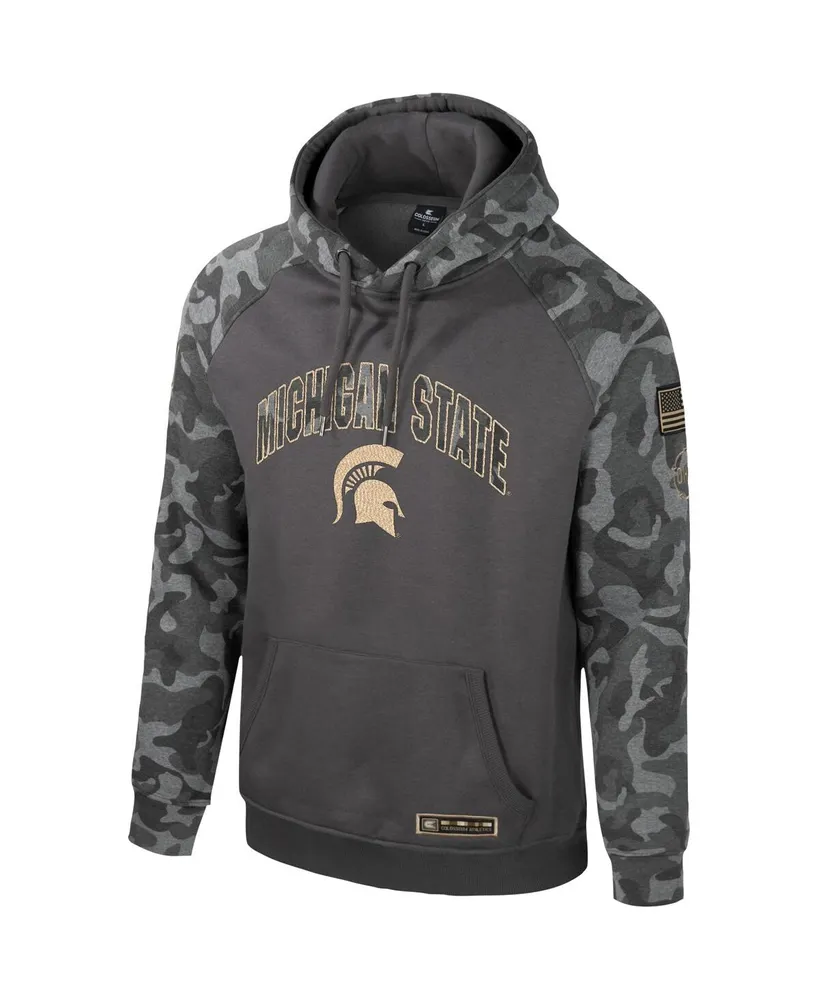 Men's Colosseum Charcoal Michigan State Spartans Oht Military-Inspired Appreciation Camo Raglan Pullover Hoodie