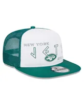 Men's New Era White, Green New York Jets Banger 9FIFTY Trucker Snapback Hat