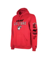 Men's New Era Red Distressed Miami Heat Big and Tall 2023/24 City Edition Jersey Pullover Hoodie