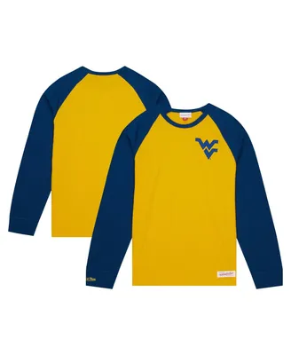 Men's Mitchell & Ness Gold West Virginia Mountaineers Legendary Slub Raglan Long Sleeve T-shirt