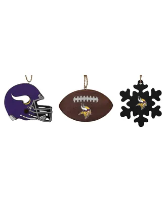 The Memory Company Minnesota Vikings Three-Pack Helmet, Football and Snowflake Ornament Set