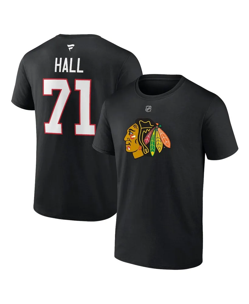 Men's Fanatics Taylor Hall Black Chicago Blackhawks Authentic Stack Name and Number T-shirt