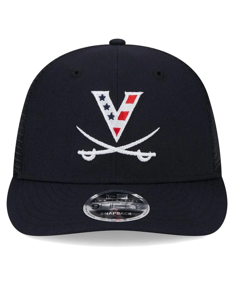 Men's New Era Navy Virginia Cavaliers Red, White and Hoo Low Profile Trucker 9FIFTY Adjustable Hat