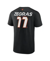 Men's Fanatics Trevor Zegras Black Anaheim Ducks Authentic Pro Prime Name and Number T-shirt