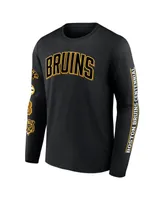 Men's Fanatics Black Distressed Boston Bruins Centennial Long Sleeve T-shirt