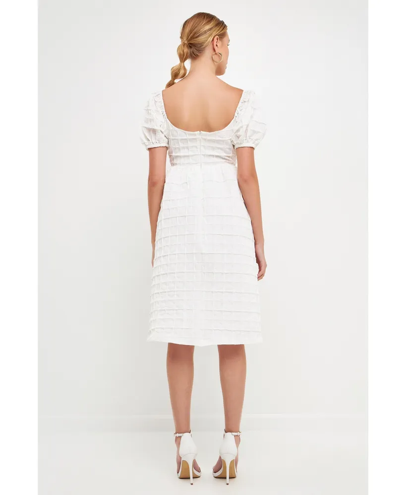 Women's Texture White Midi Dress